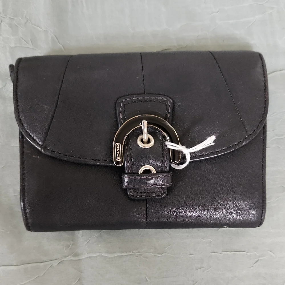 Coach Black Leather Buckle Wallet